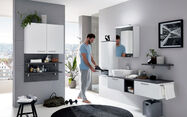 Nobilia Single Retailer elements bathroom design 01 Compusoft Concrete Slate grey left-hand orientation 4